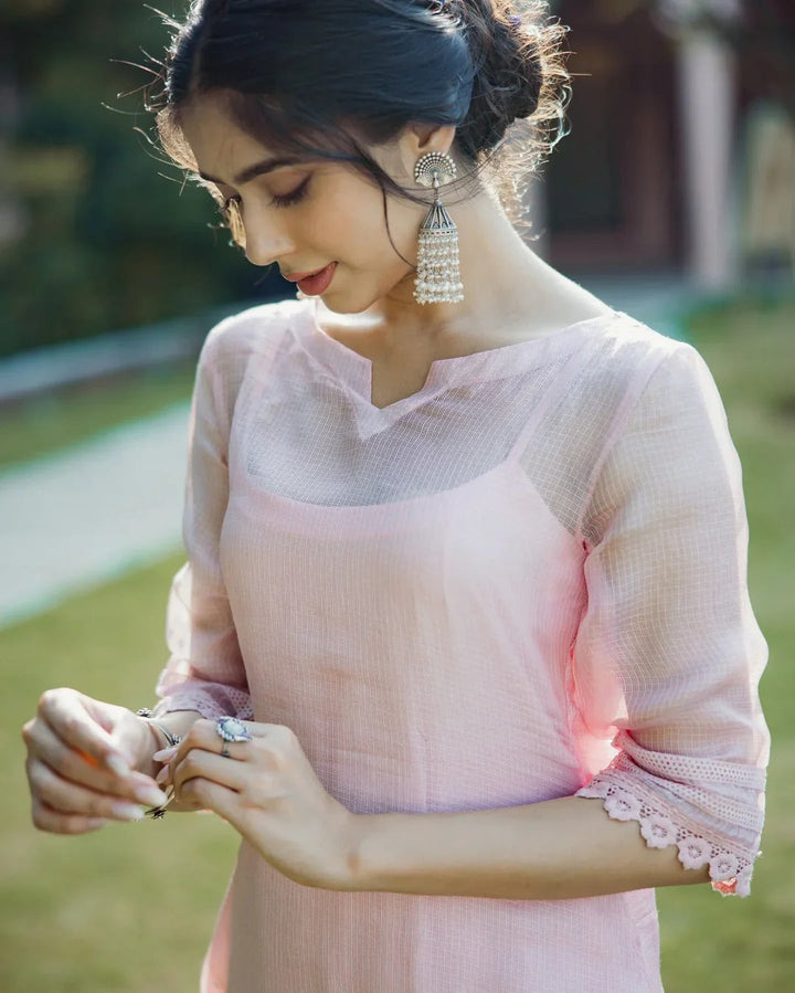 Women’s Baby Pink Ethnic Dress Elegant Daily Wear