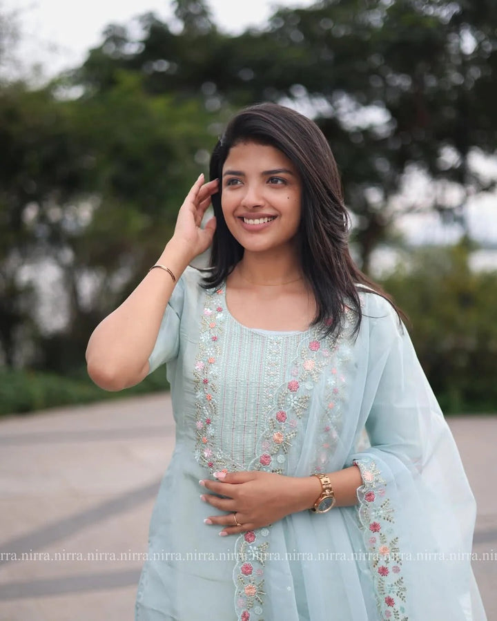 Elegant Pastel Blue Kurta Set for Women Festive & Casual Wear
