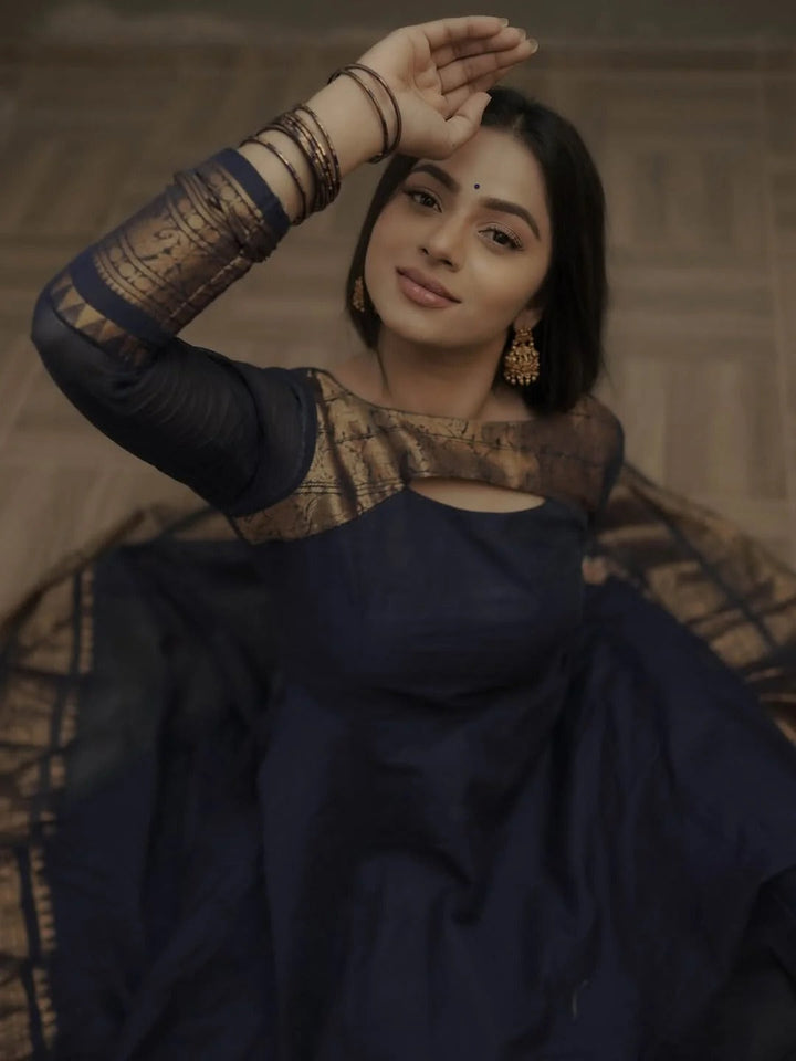 Elegant Navy Blue Anarkali Dress for Women Premium Ethnic Wear