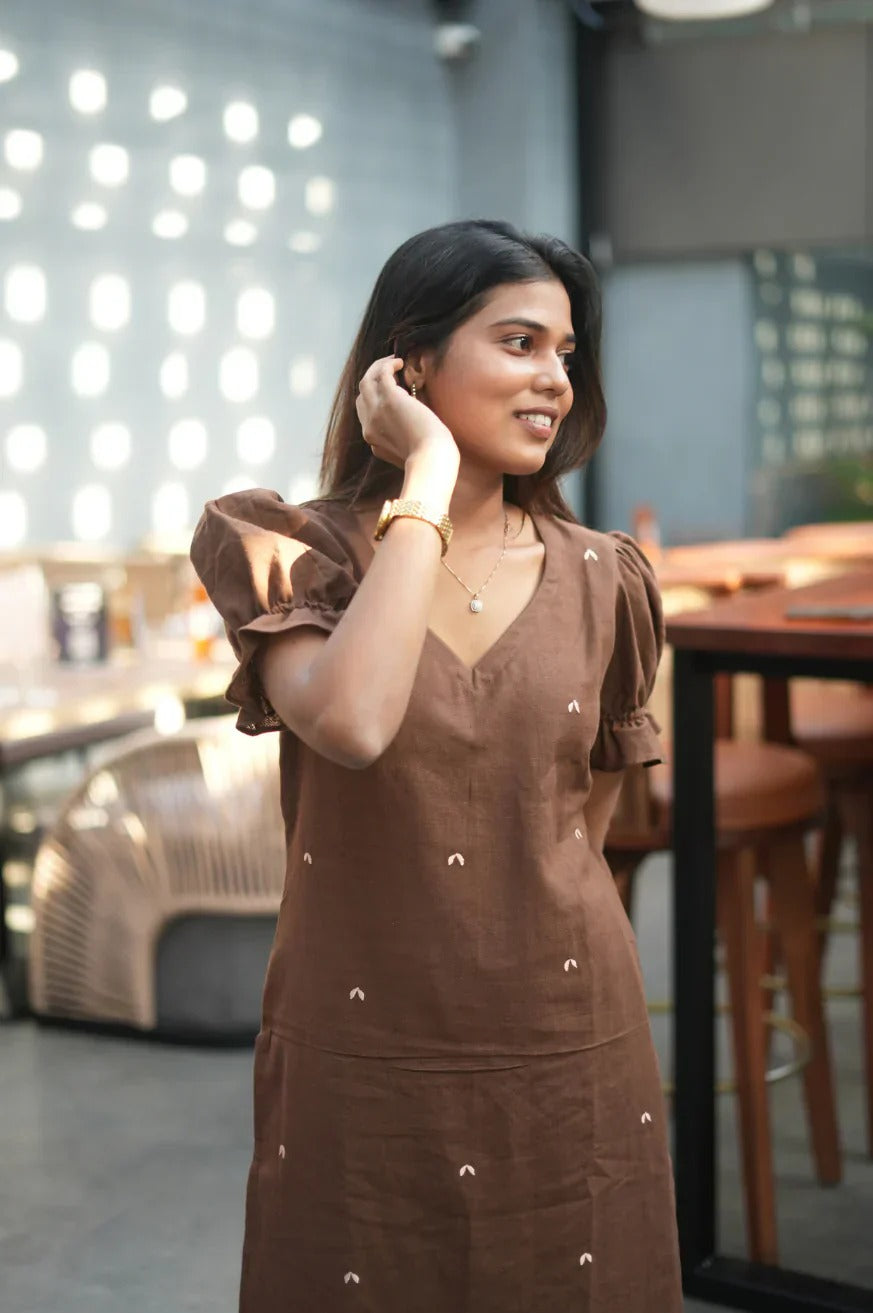 Stylish Brown Straight Kurti Set Modern Traditional Fashion