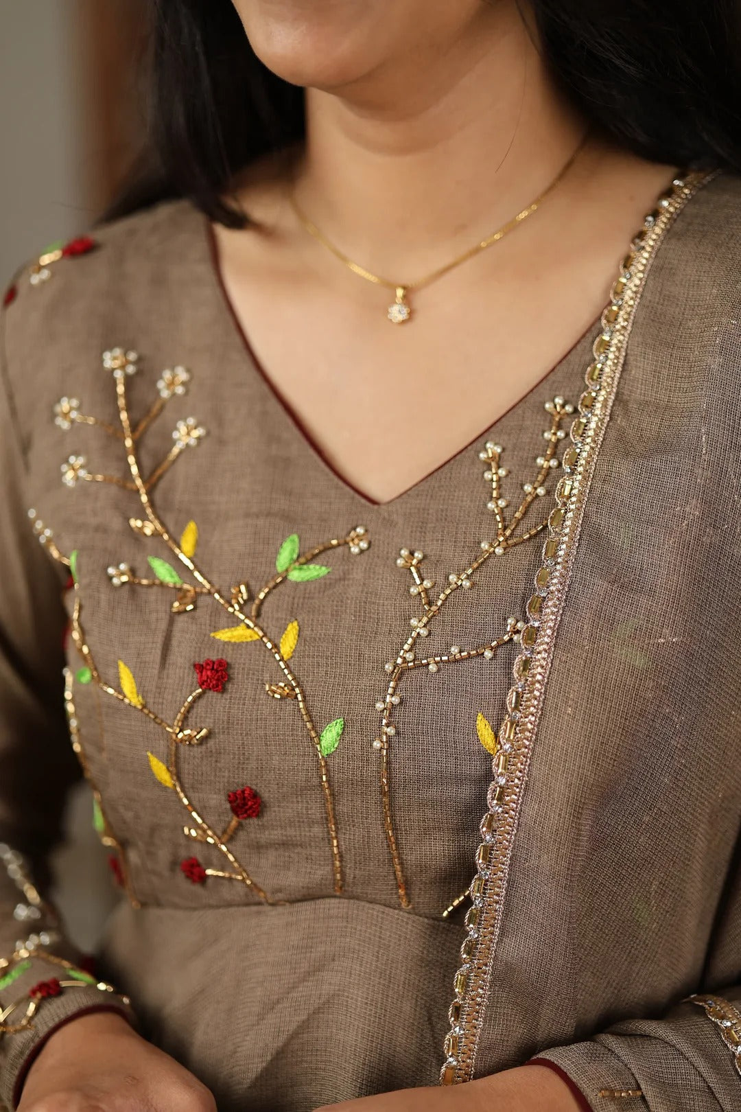 Stylish Brown Flowy Kaftan Outfit Modern Traditional Fashion