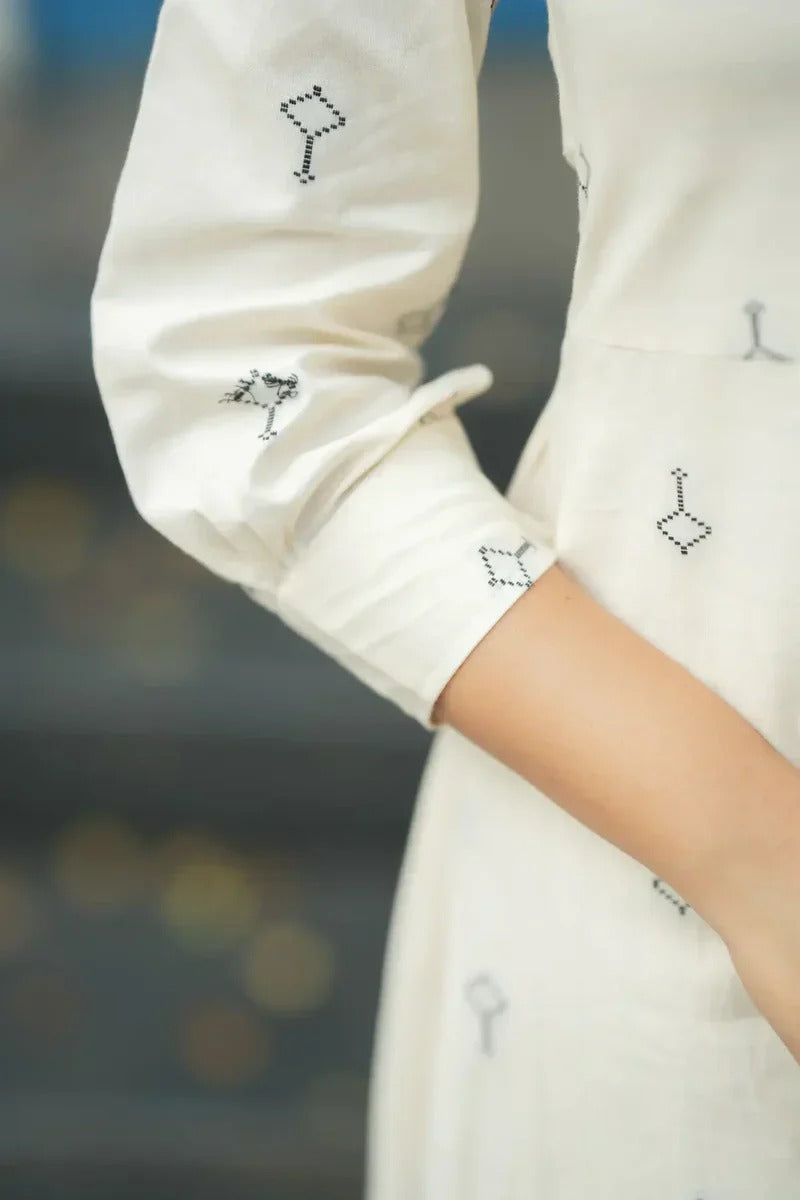 Women’s White Ethnic Dress Elegant Daily Wear