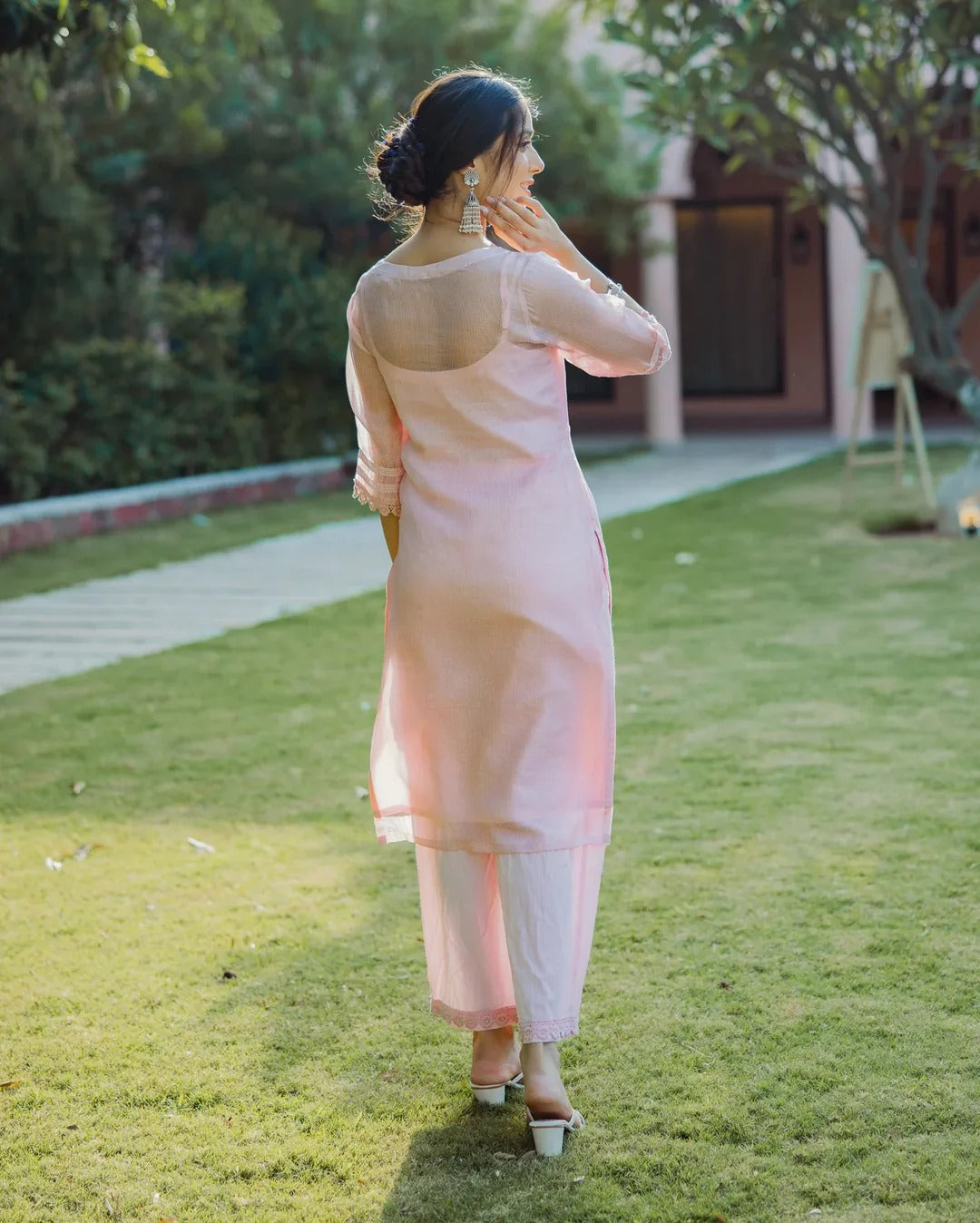 Women’s Baby Pink Ethnic Dress Elegant Daily Wear
