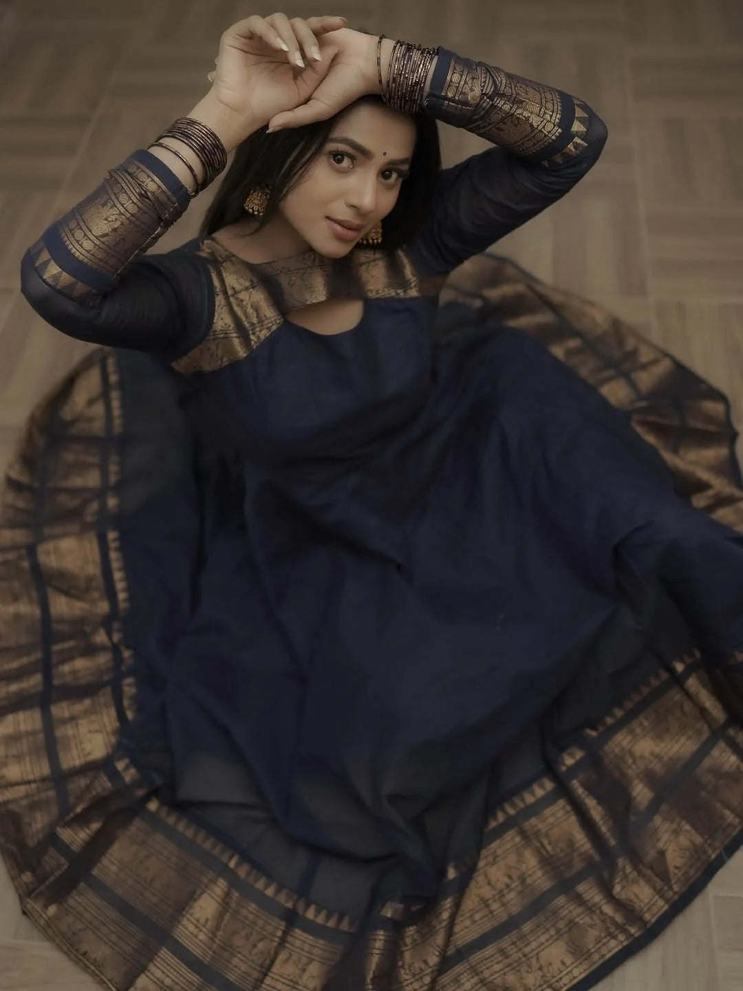 Elegant Navy Blue Anarkali Dress for Women Premium Ethnic Wear