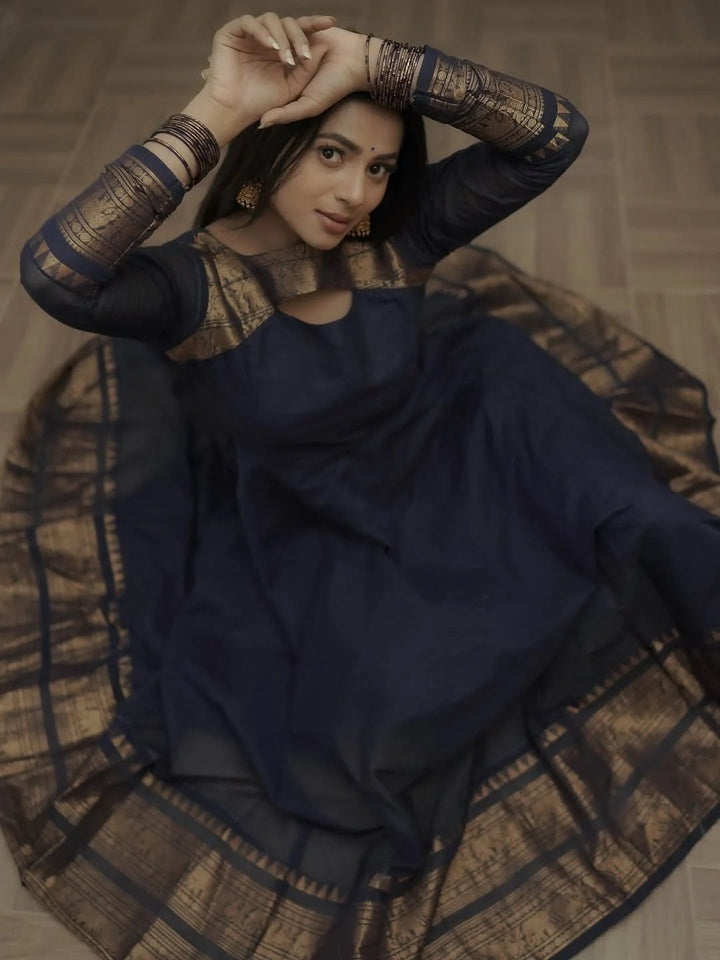 Elegant Navy Blue Anarkali Dress for Women Premium Ethnic Wear
