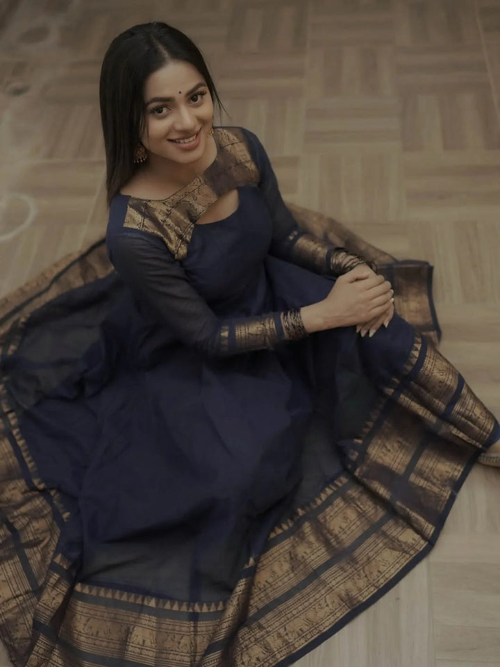 Elegant Navy Blue Anarkali Dress for Women Premium Ethnic Wear