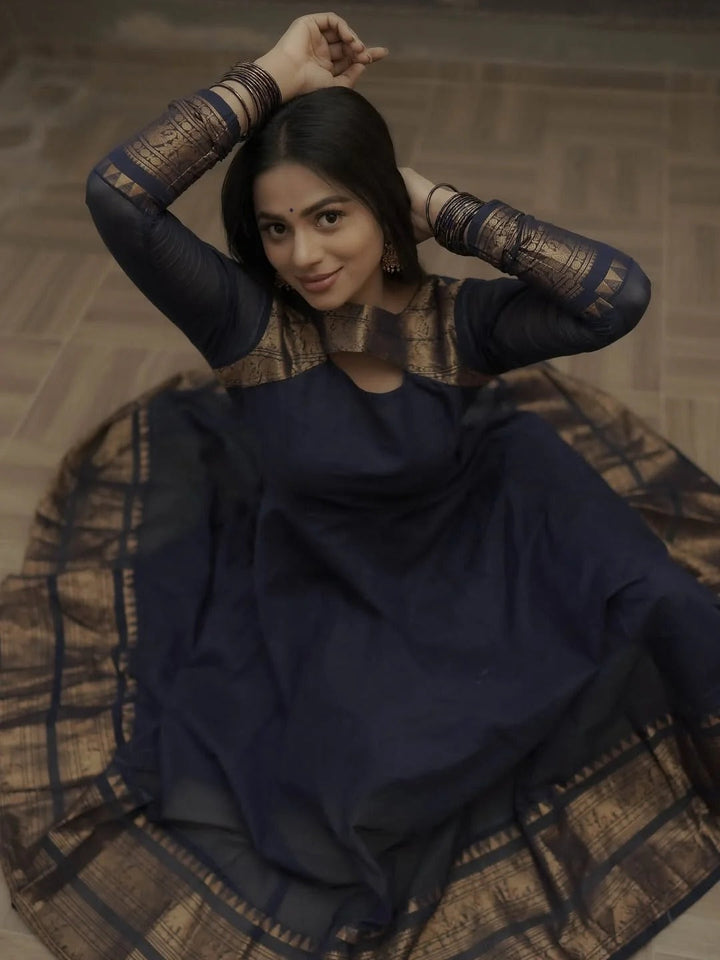 Elegant Navy Blue Anarkali Dress for Women Premium Ethnic Wear