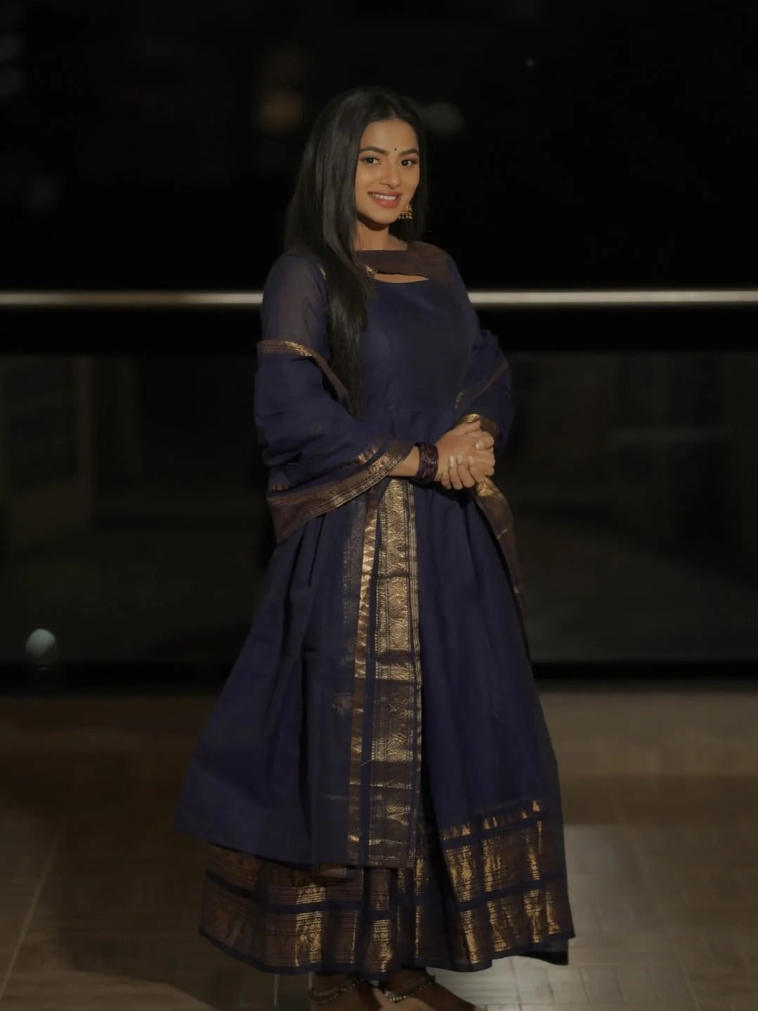 Elegant Navy Blue Anarkali Dress for Women Premium Ethnic Wear