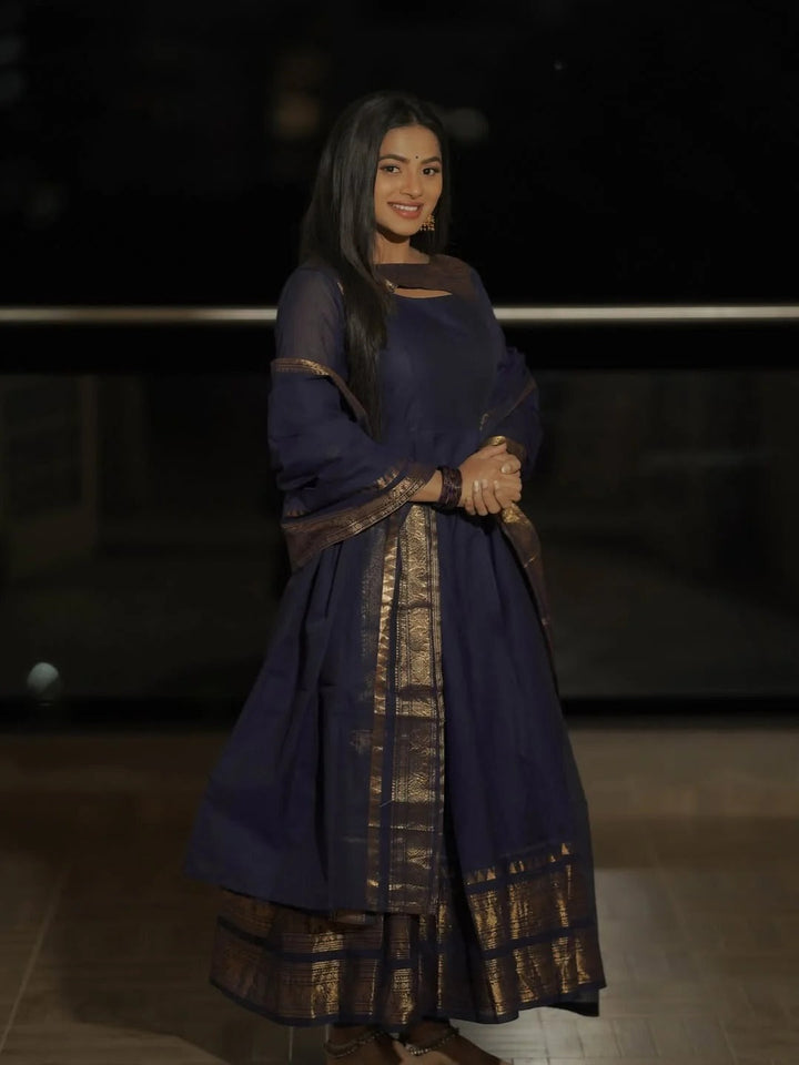 Elegant Navy Blue Anarkali Dress for Women Premium Ethnic Wear