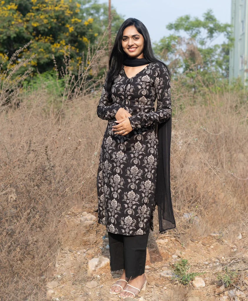 Elegant Black Printed Kurta Set for Women Stylish Ethnic Wear