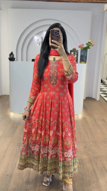 Elegant Red Anarkali Suit for Women Premium Ethnic Wear