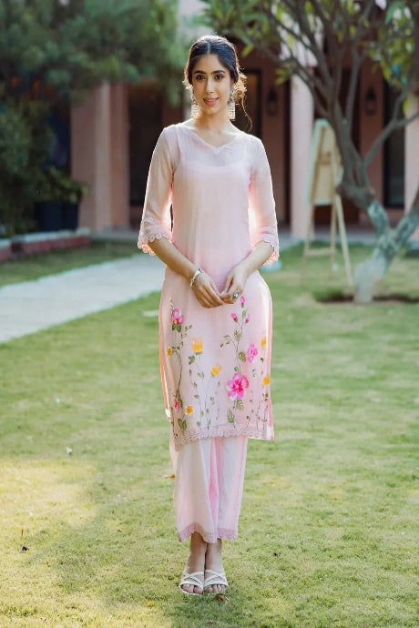 Women’s Baby Pink Ethnic Dress Elegant Daily Wear