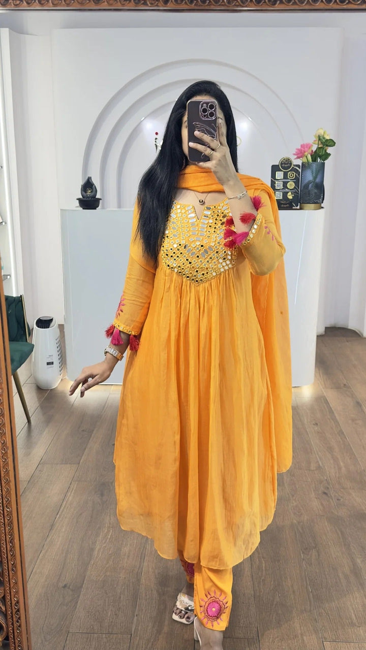 Elegant Mustard Yellow Embroidered Kurta Set for Women Premium Ethnic Wear