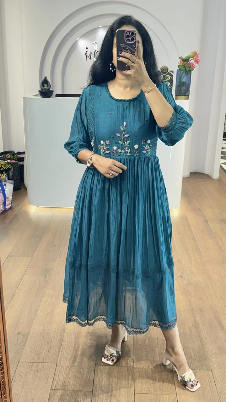 Elegant Teal Anarkali Dress for Women Premium Ethnic Wear