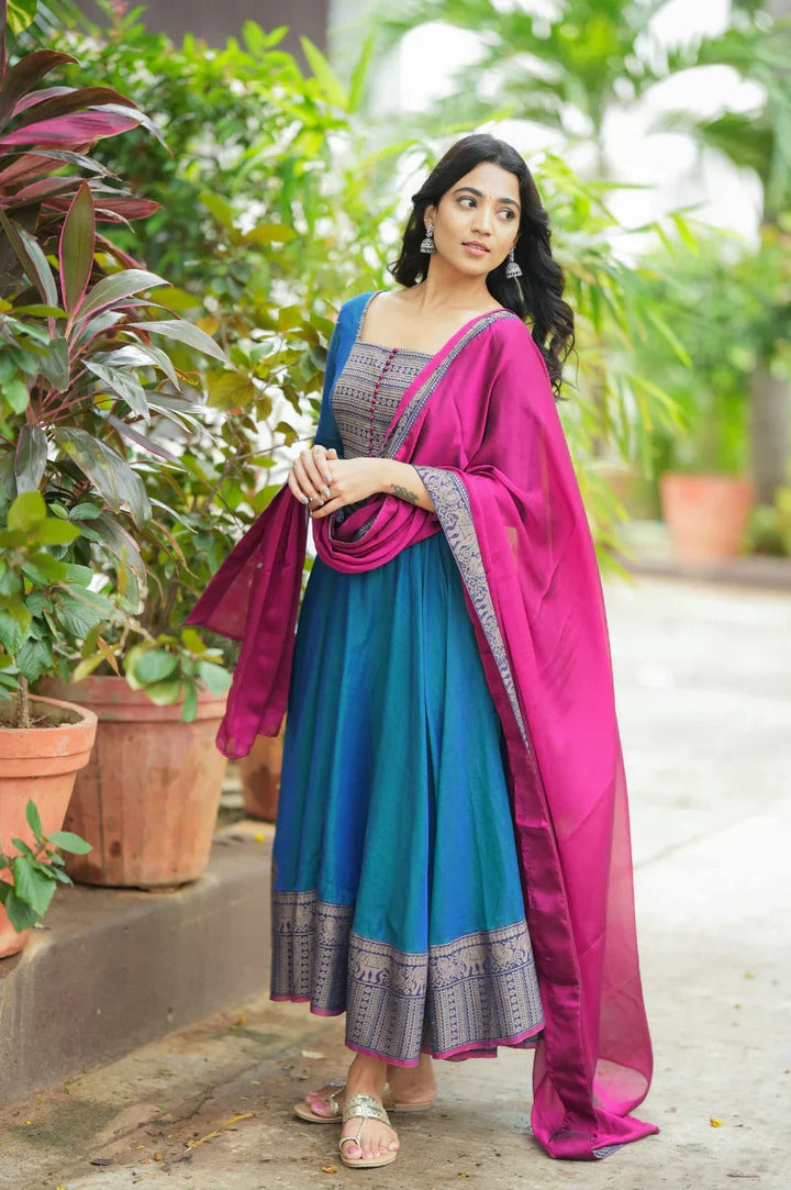 Premium Blue Kurti with Designer Dupatta Chic Ethnic Style