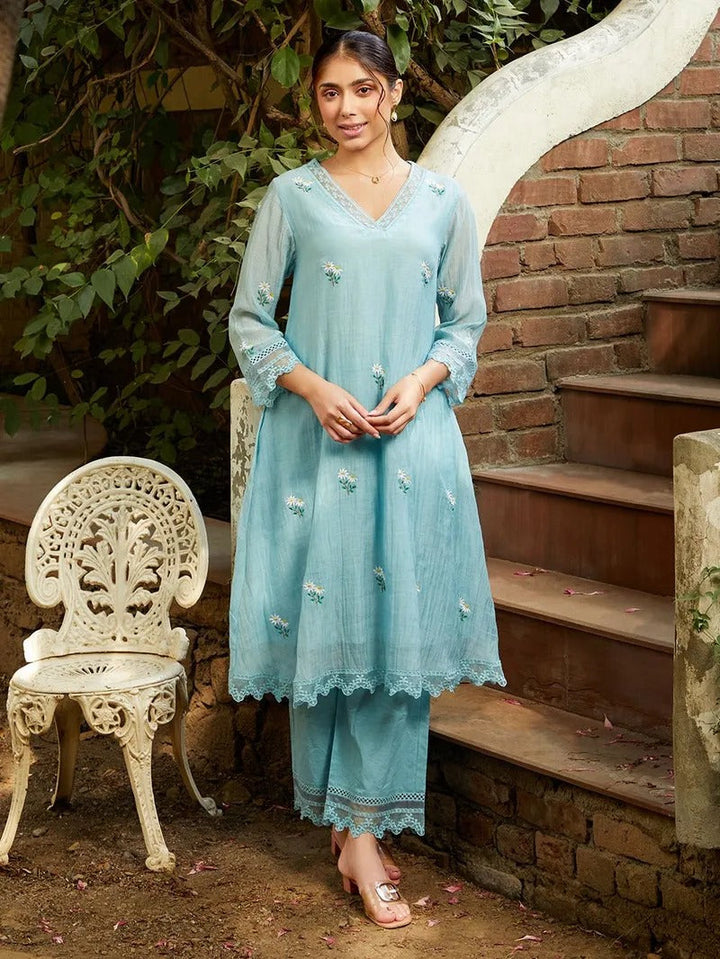 Designer Pastel Blue Ethnic Wear for Women Modern Indian Fashion