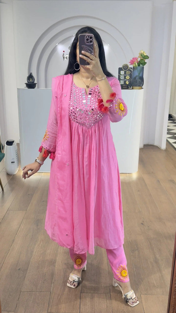 Elegant Pink Embroidered Kurta Set for Women Premium Ethnic Wear