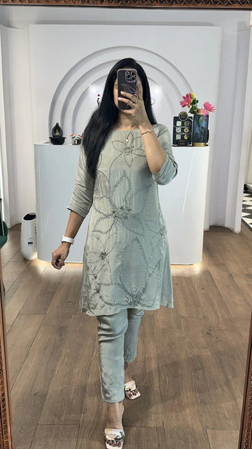 Elegant Mint Green Kurta Set for Women Premium Ethnic Wear