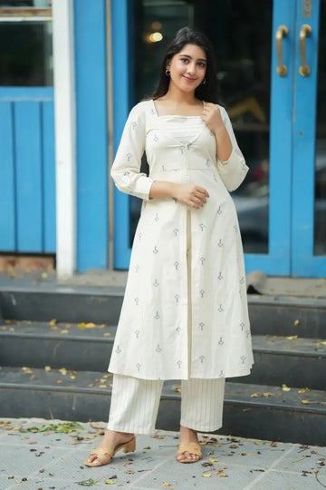 Women’s White Ethnic Dress Elegant Daily Wear