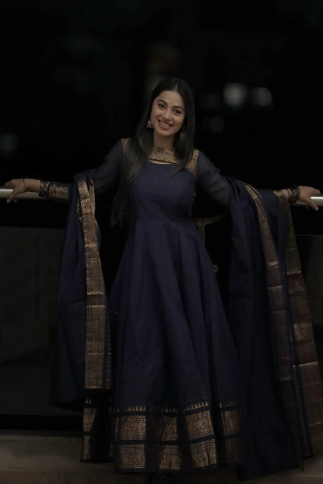 Elegant Navy Blue Anarkali Dress for Women Premium Ethnic Wear