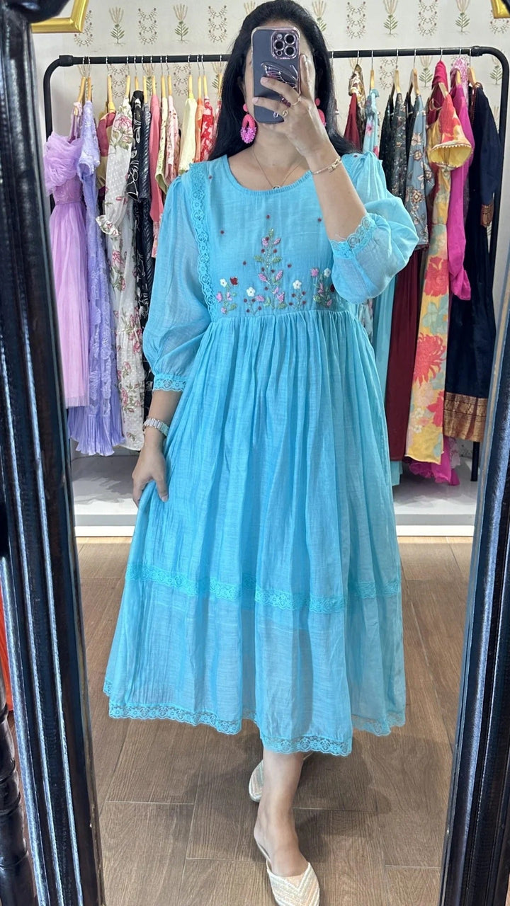 Elegant Sky Blue Anarkali Dress for Women Premium Ethnic Wear
