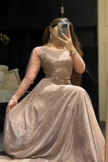 Premium Satin Anarkali Gown for Women Elegant Evening Party Outfit
