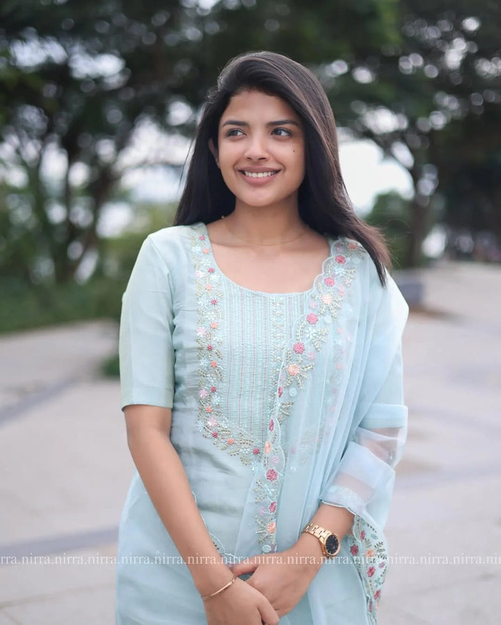 Elegant Pastel Blue Kurta Set for Women Festive & Casual Wear