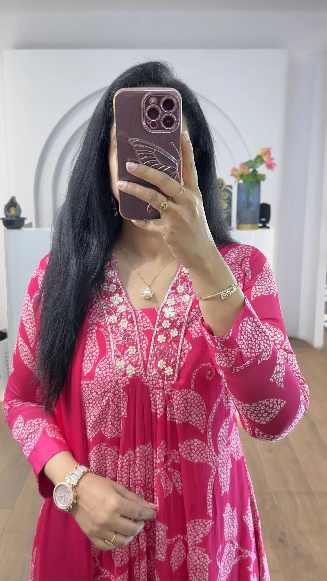 Elegant Pink Floral Kurta Set for Women Premium Ethnic Wear