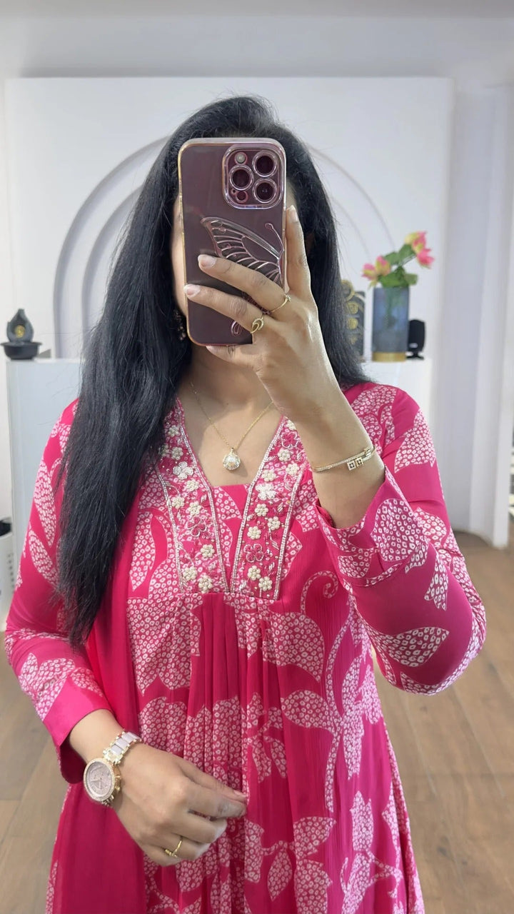 Elegant Pink Floral Kurta Set for Women Premium Ethnic Wear