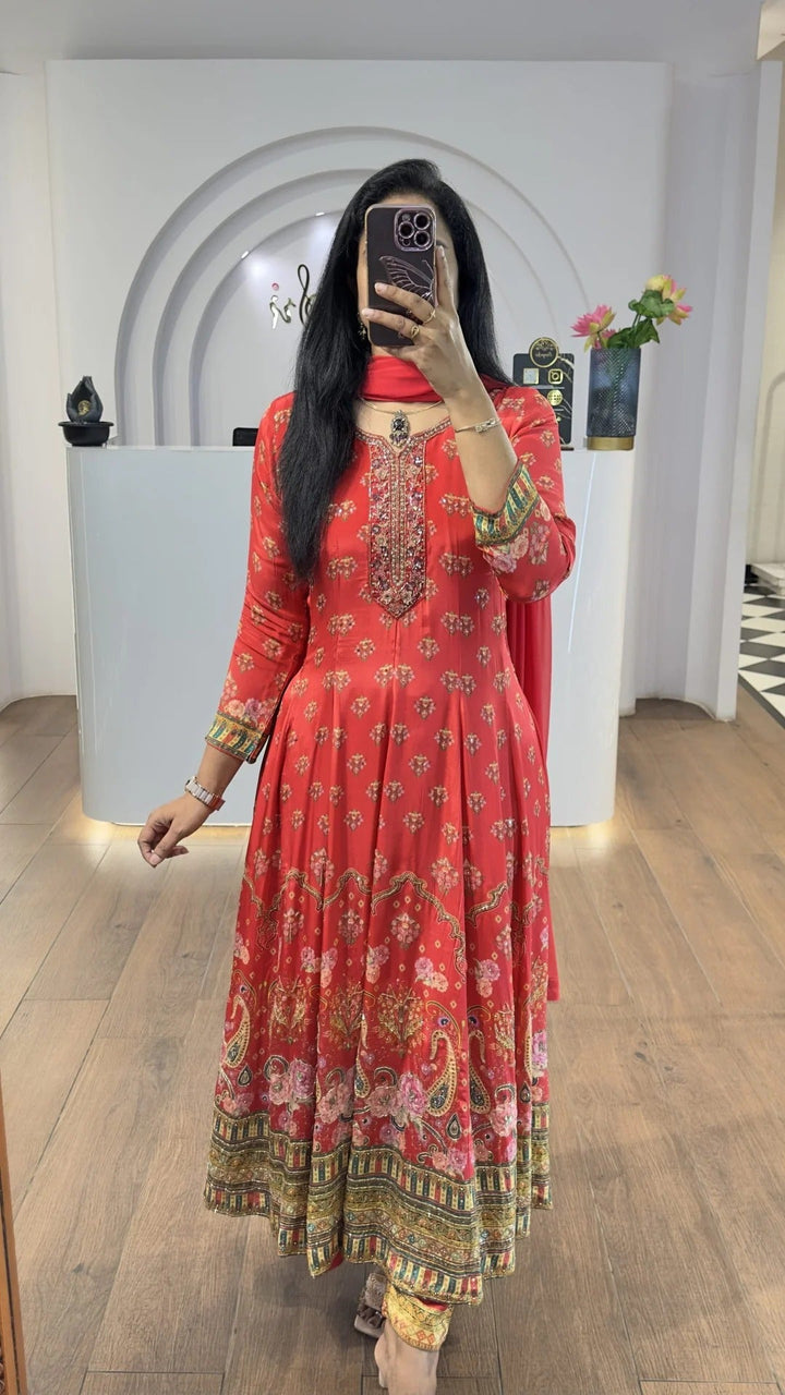 Elegant Red Anarkali Suit for Women Premium Ethnic Wear
