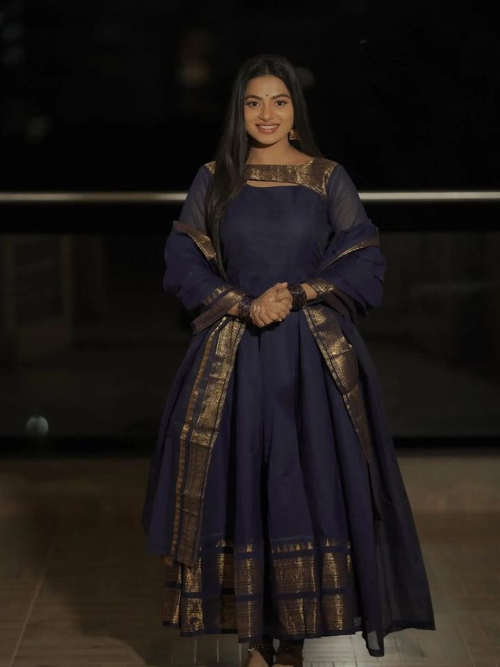 Elegant Navy Blue Anarkali Dress for Women Premium Ethnic Wear