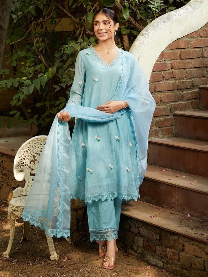 Designer Pastel Blue Ethnic Wear for Women Modern Indian Fashion