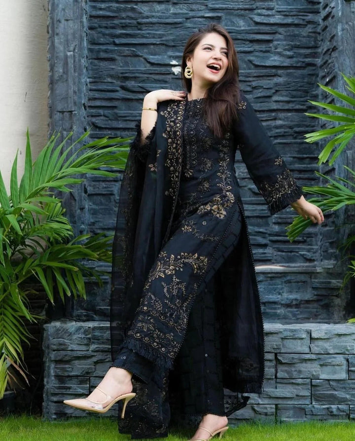 Premium Black Embroidered Pakistani Suit for Women Elegant Ethnic Wear