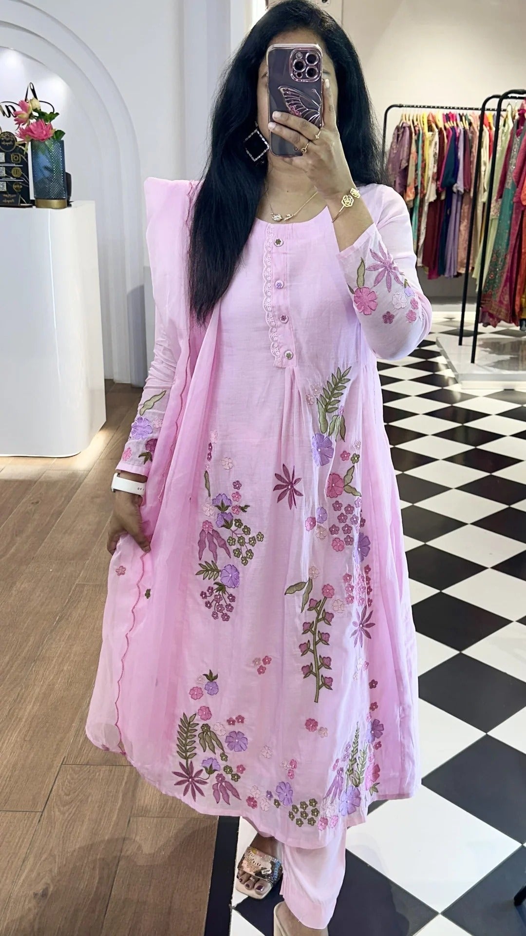 Elegant Pink Floral Kurta Set for Women Premium Ethnic Wear