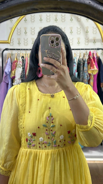 Elegant Yellow Anarkali Dress for Women Premium Ethnic Wear