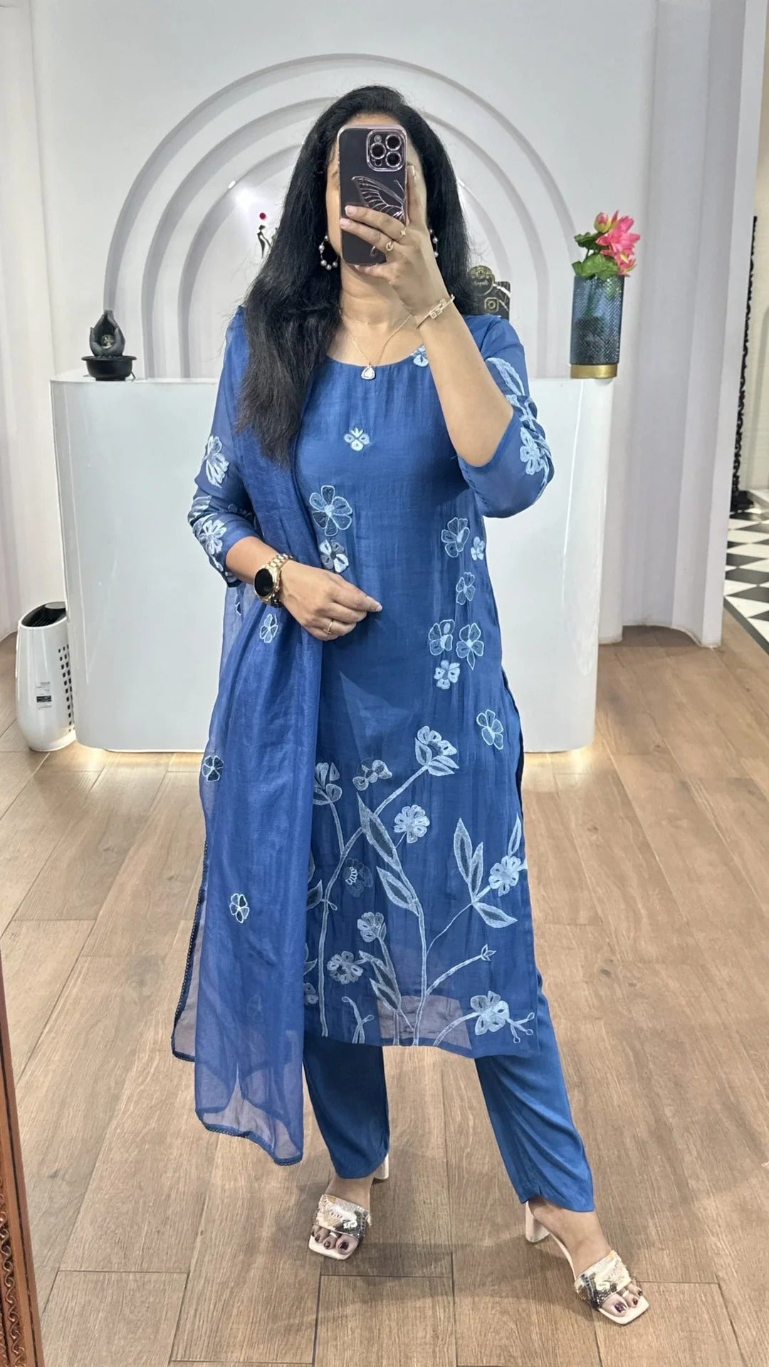Premium Blue Straight Kurta Set Modern Indian Fashion