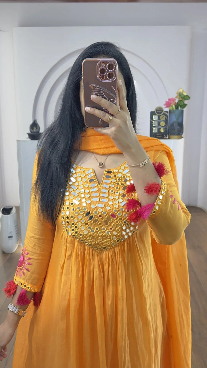 Elegant Mustard Yellow Embroidered Kurta Set for Women Premium Ethnic Wear