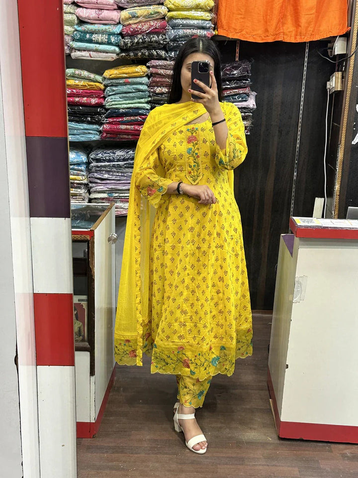 Elegant Yellow Embroidered Kurta Set for Women Premium Ethnic Wear