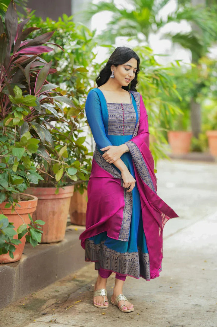 Premium Blue Kurti with Designer Dupatta Chic Ethnic Style