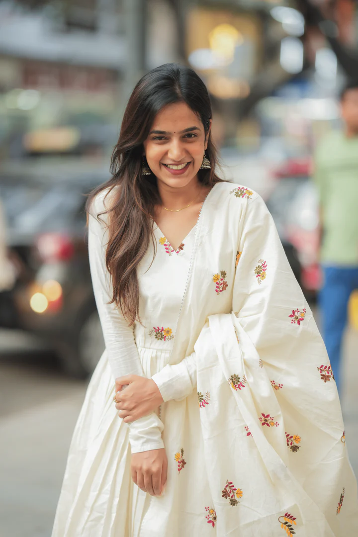 Elegant White Anarkali Dress for Women Premium Ethnic Wear
