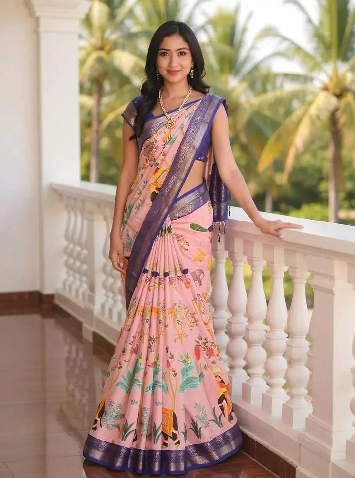 Party Light Onion Color Soft Silk Saree