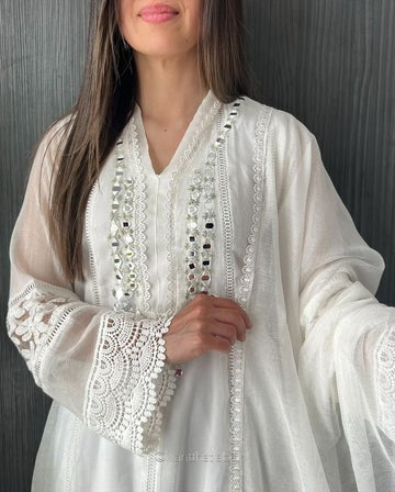 Beautiful White Anarkali Suit for Festive Wear