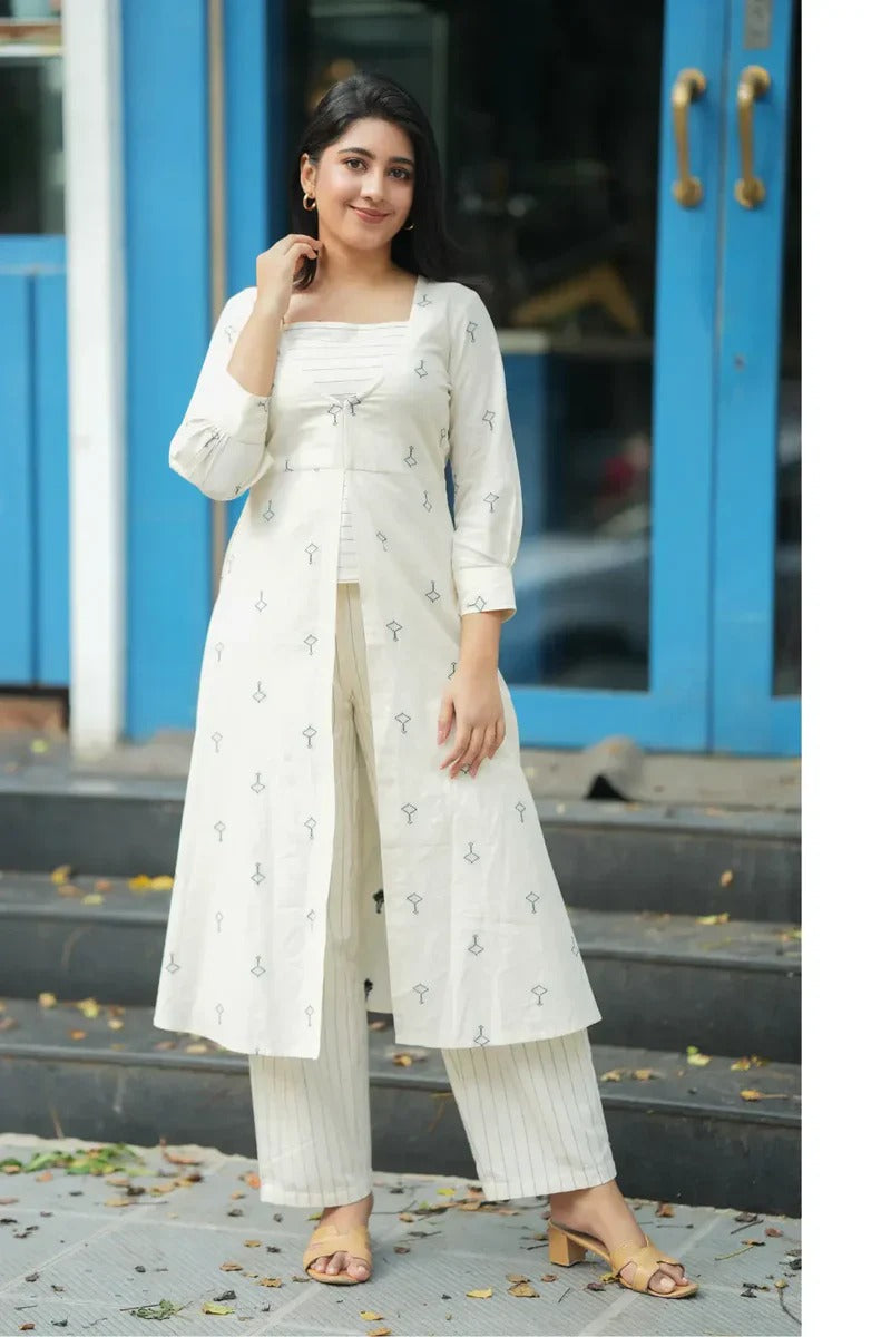 Women’s White Ethnic Dress Elegant Daily Wear