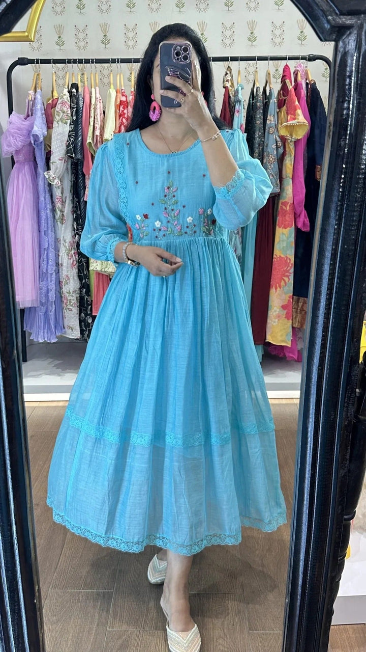Elegant Sky Blue Anarkali Dress for Women Premium Ethnic Wear