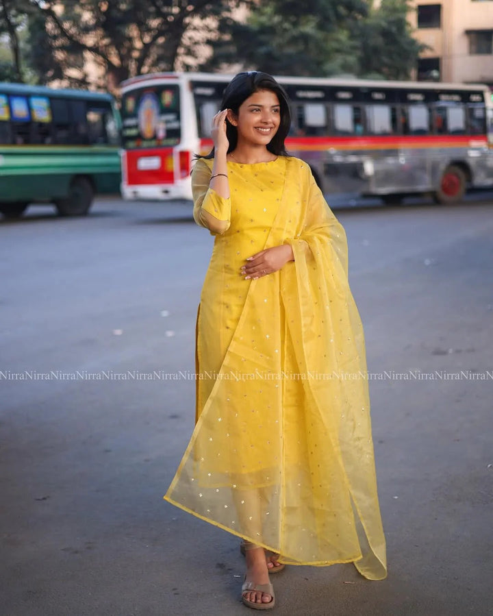 Women’s Mustard Yellow Ethnic Suit Set Stylish Traditional Outfit