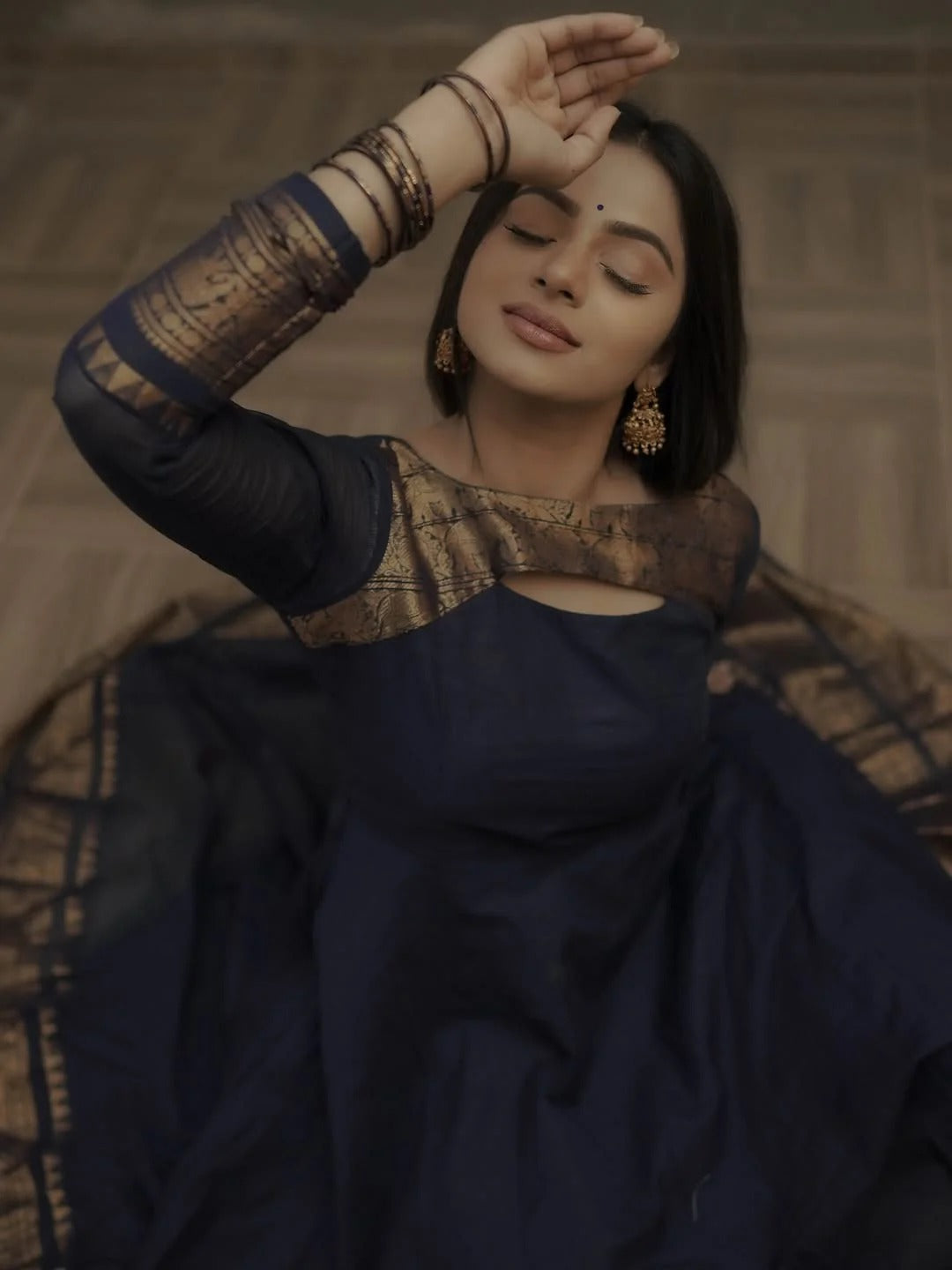 Elegant Navy Blue Anarkali Dress for Women Premium Ethnic Wear
