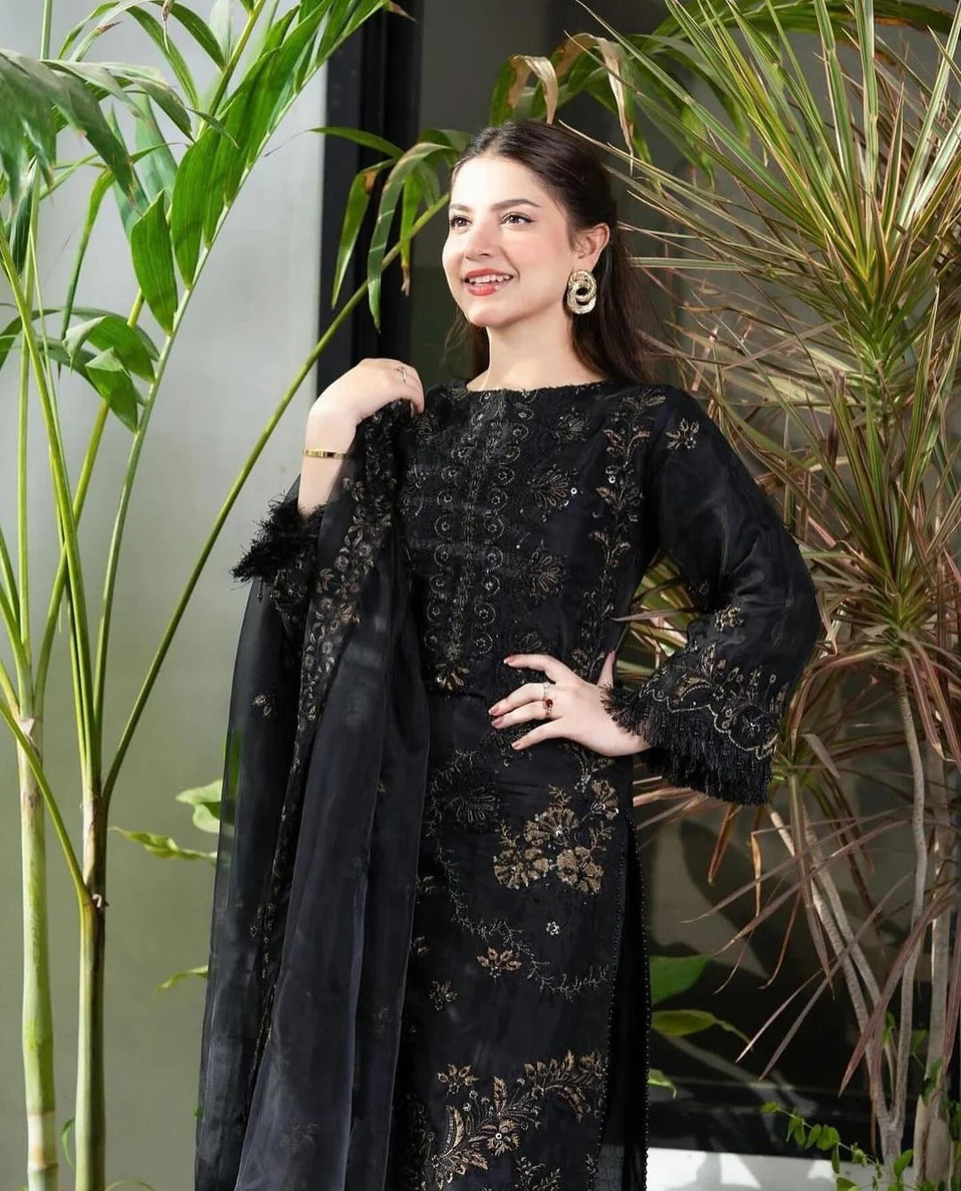 Premium Black Embroidered Pakistani Suit for Women Elegant Ethnic Wear