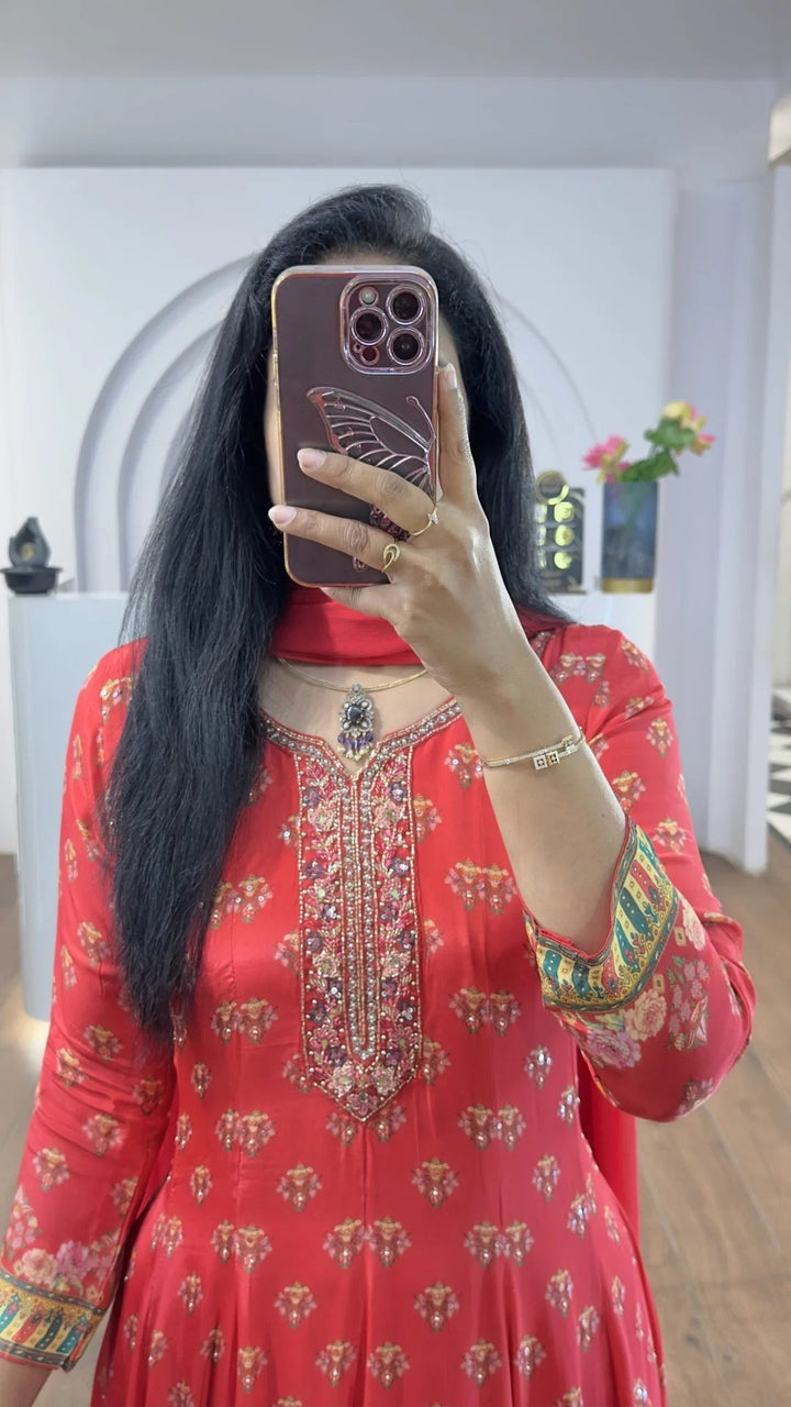 Elegant Red Anarkali Suit for Women Premium Ethnic Wear