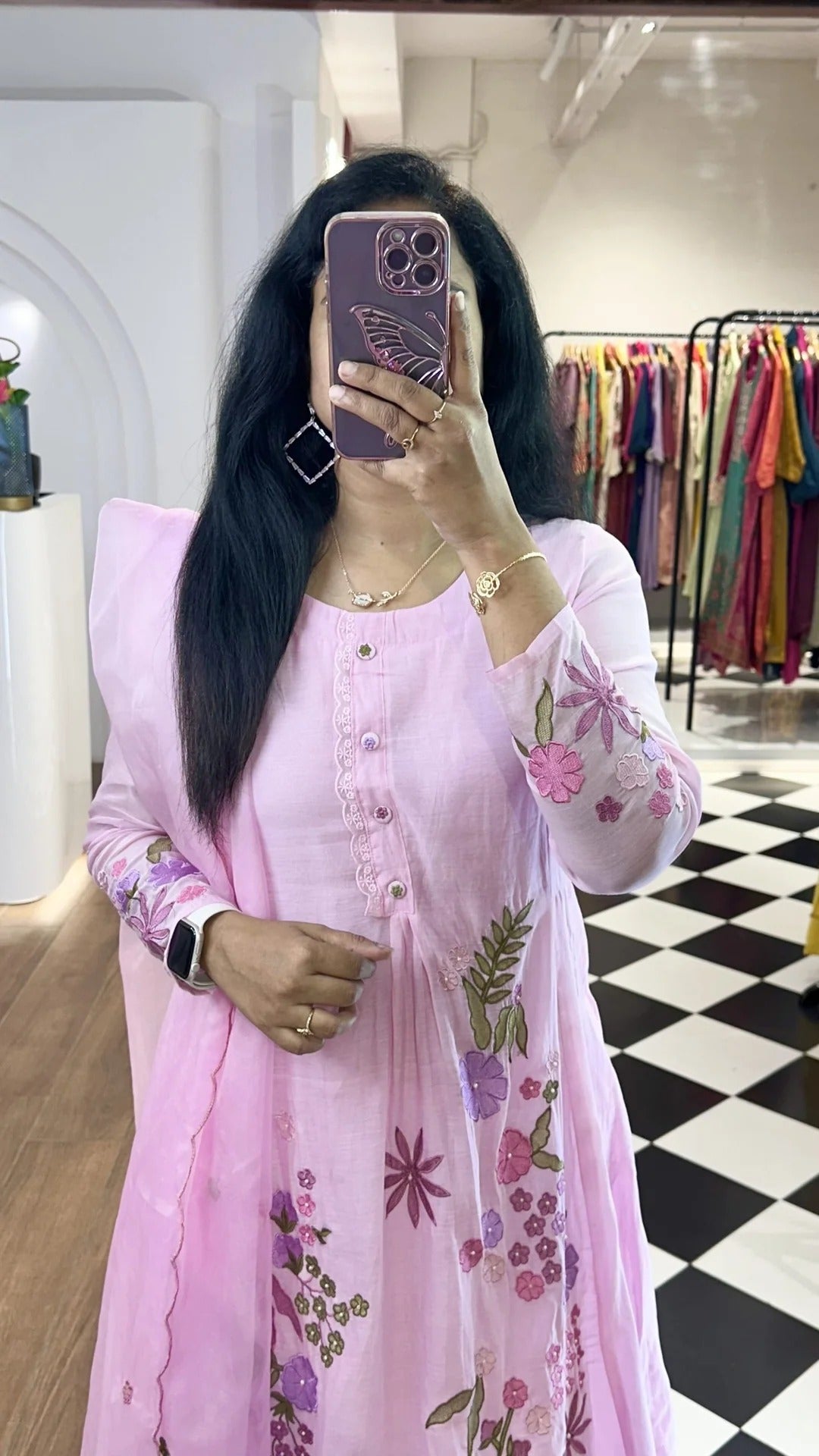 Elegant Pink Floral Kurta Set for Women Premium Ethnic Wear