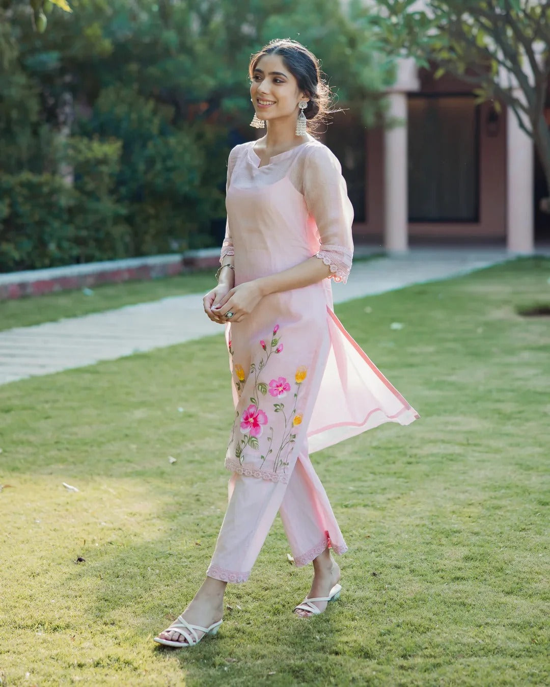 Women’s Baby Pink Ethnic Dress Elegant Daily Wear